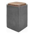 Modern Acacia Wood Top and Concrete Stool A37763
