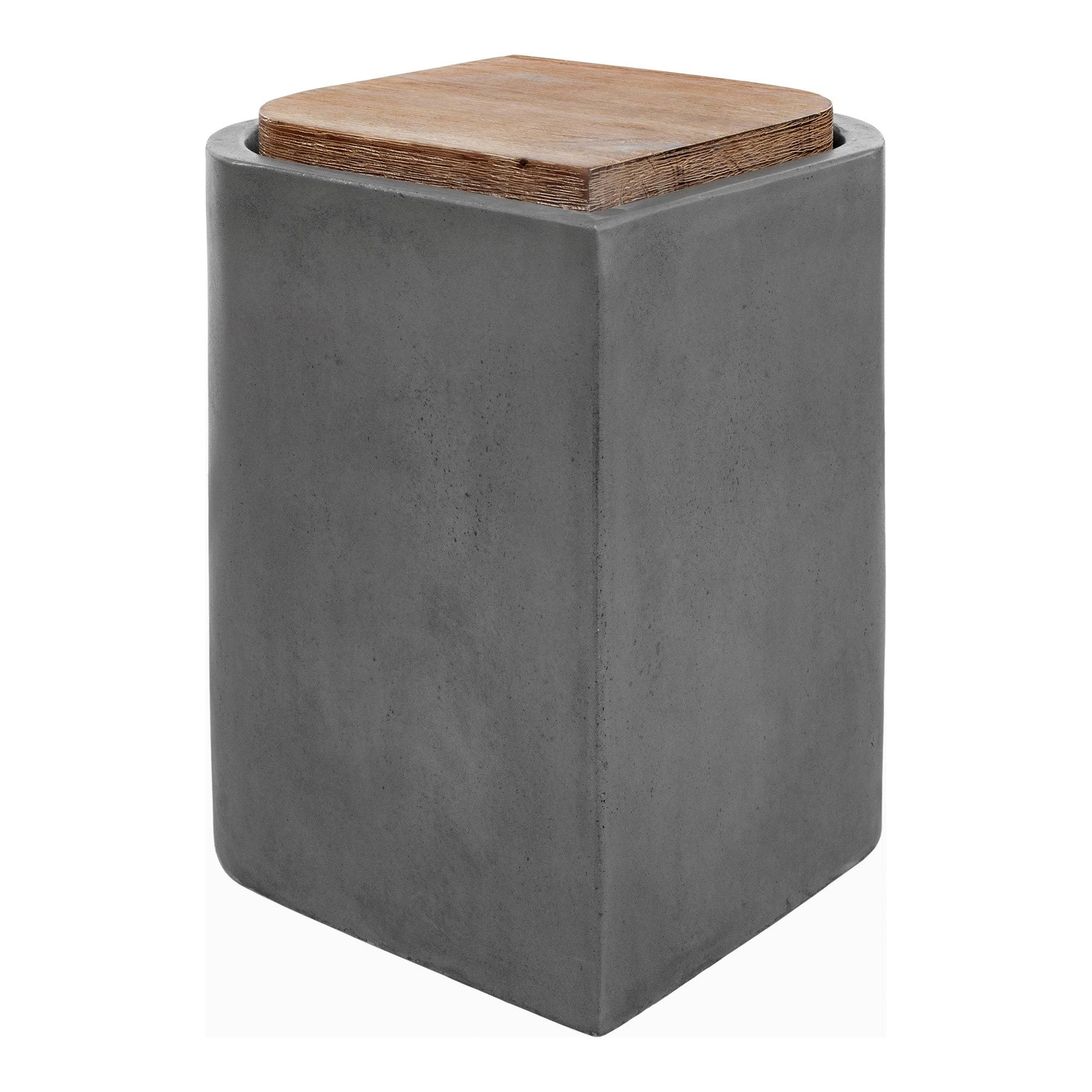 Modern Acacia Wood Top and Concrete Stool A37763