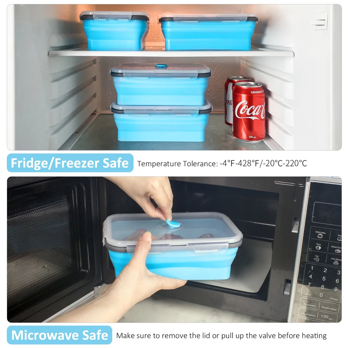 Blue Set of 4 Collapsible Food Storage Containers E8696