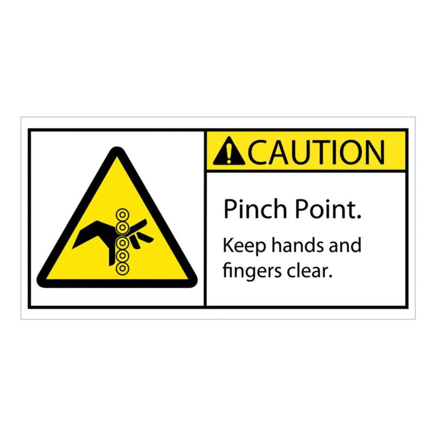 CAUTION Pinch Point Rollers Safety Label F2913