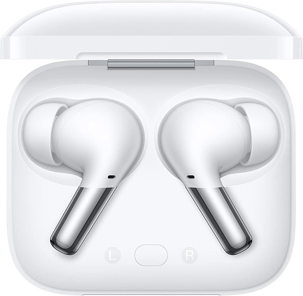 White Glossy Wireless Earbuds with Charging Case W409