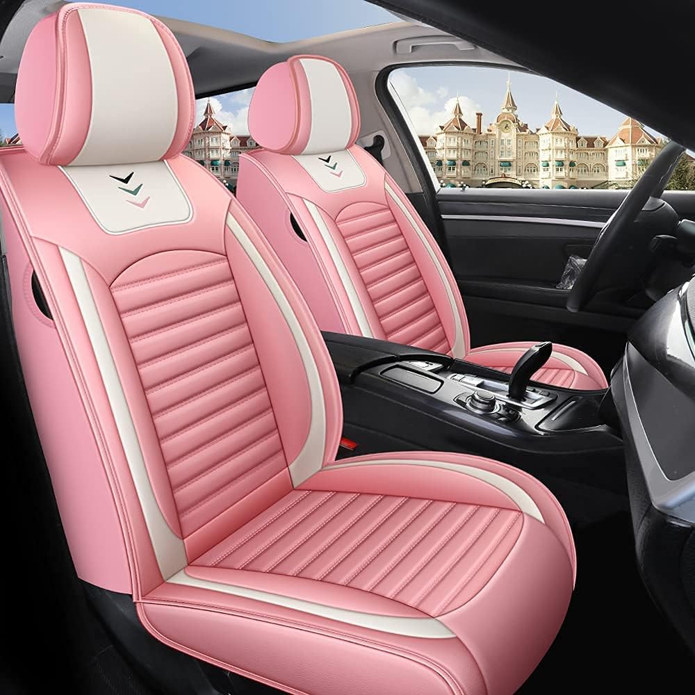 Pink PU Leather Car Seat Cover 5-Seats Z7697