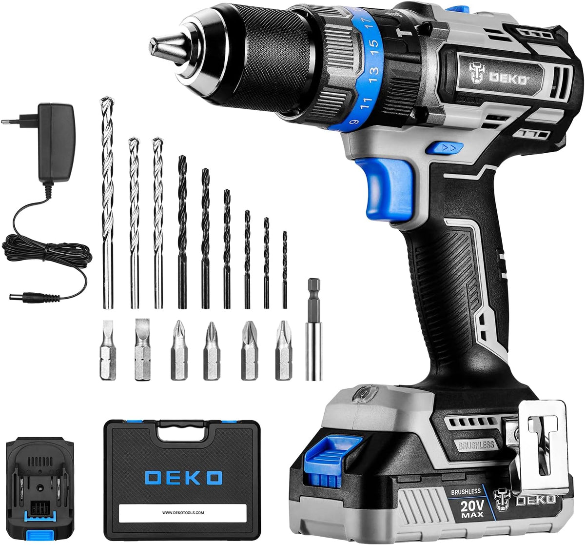 Cordless Brushless Drill Driver Kit with 2x 2.0Ah Li-ion Batteries P548