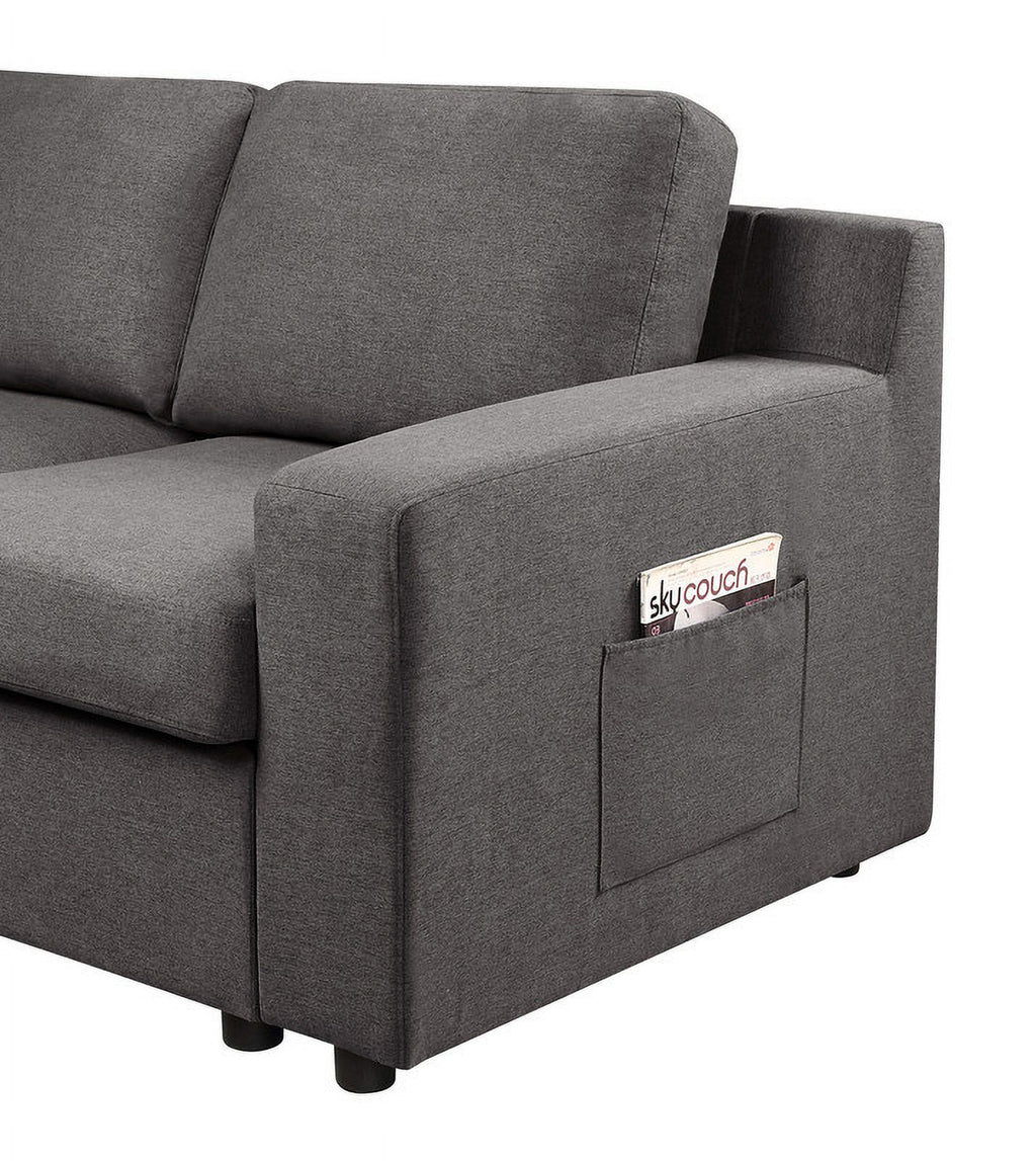 Gray Linen Sectional Sofa Chaise Y5463