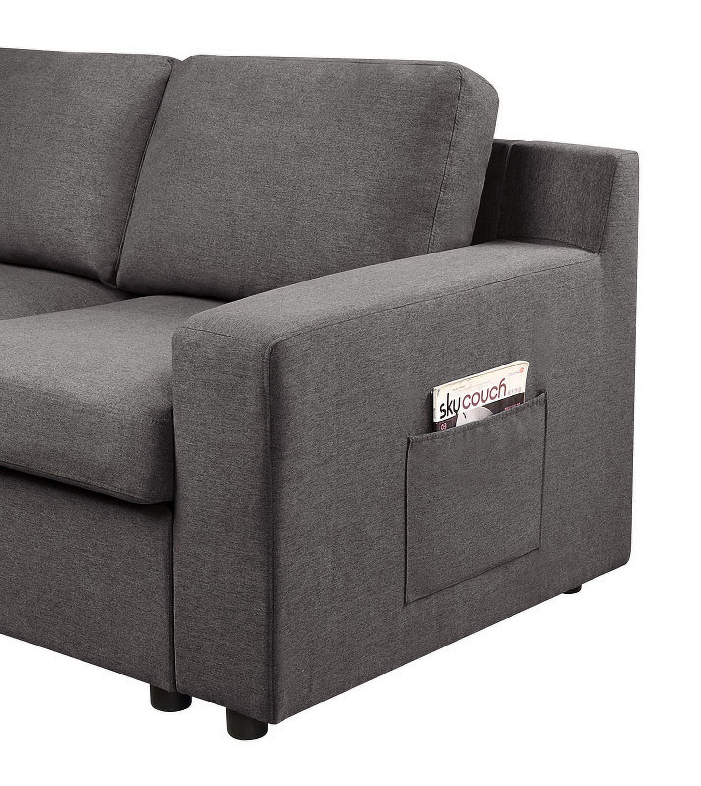Gray Linen Sectional Sofa Chaise Y5463