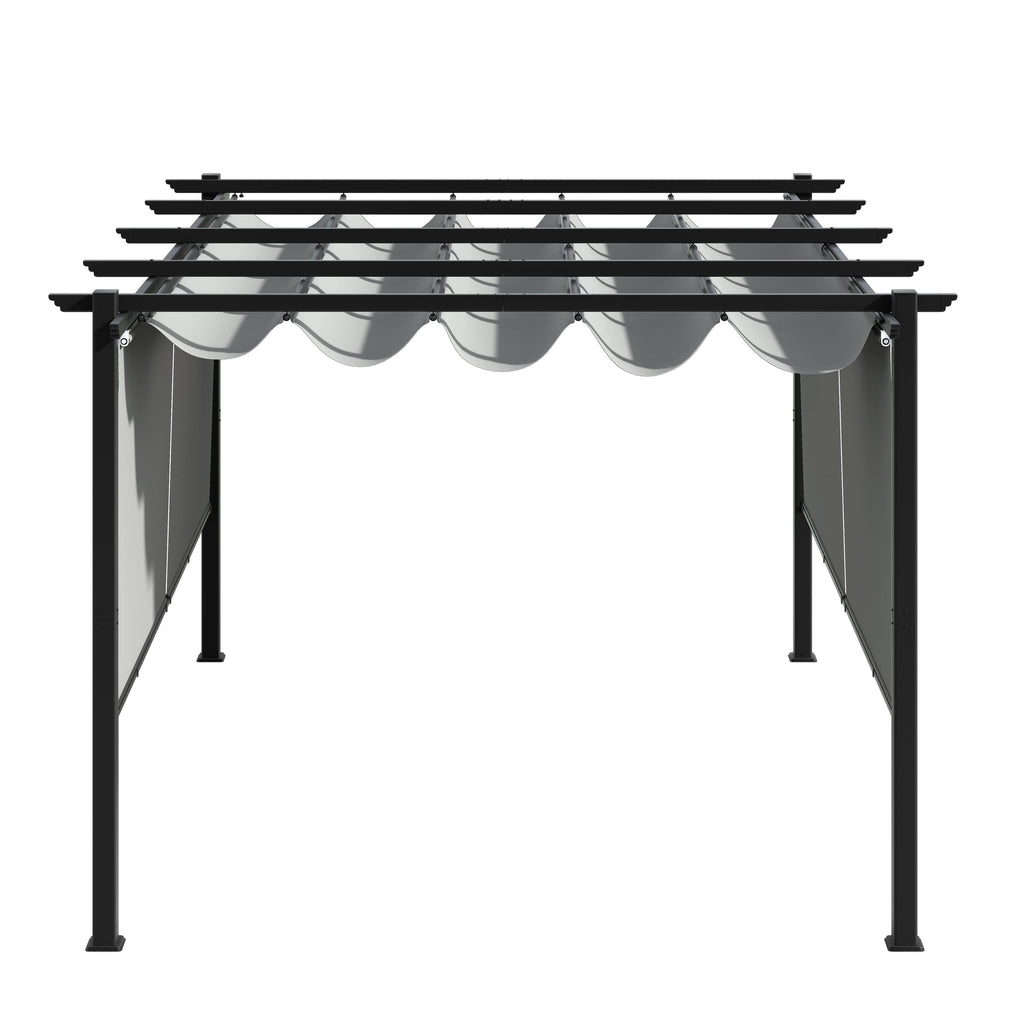 Light Grey Aluminum Retractable Patio Canopy Pergola W17900