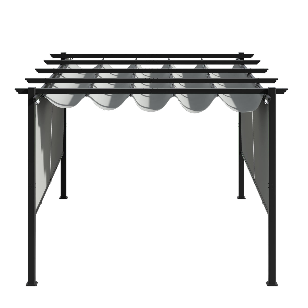 Light Grey Aluminum Retractable Patio Canopy Pergola W17900