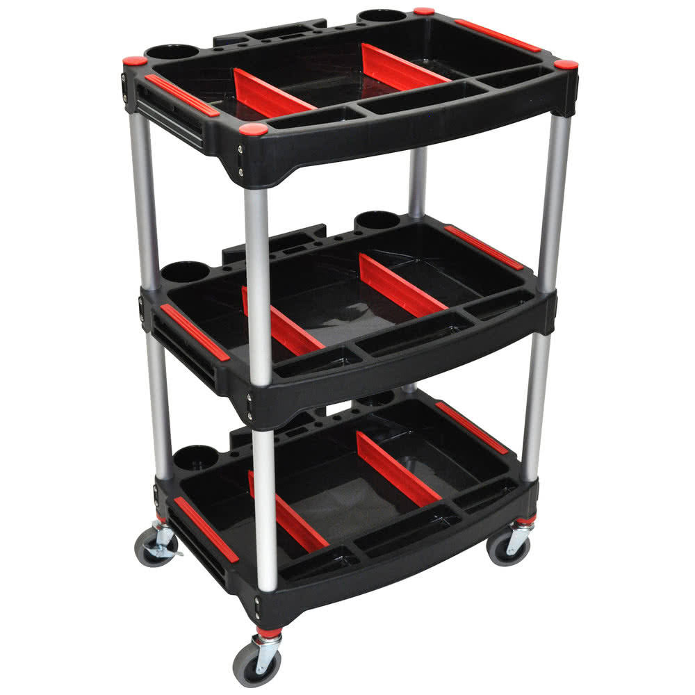 Black/ Red 3-Shelf Multipurpose Cart A8869