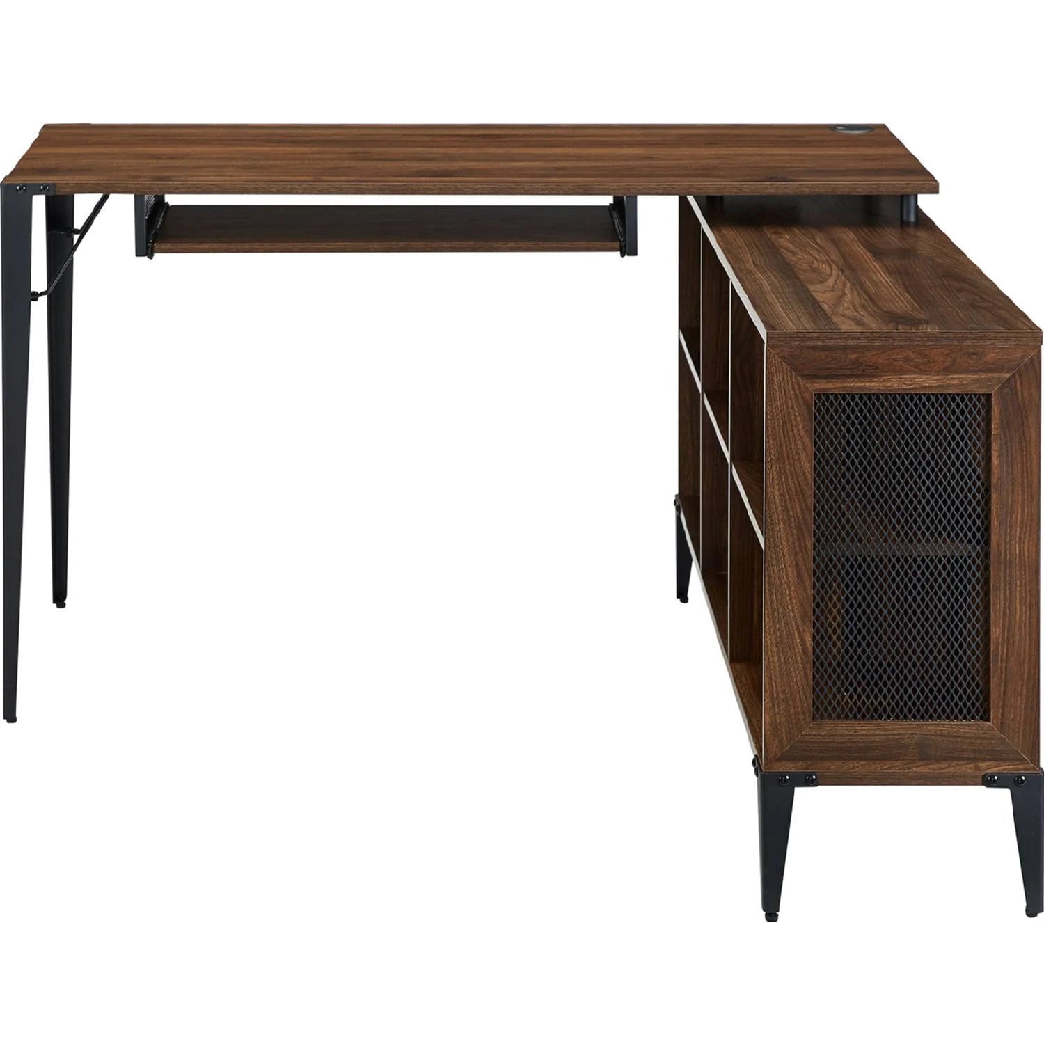 52x22 L-Shaped Computer Desk with Storage Dark Walnut Q232