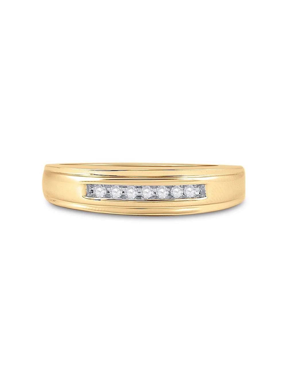 10kt Yellow Gold Mens Round Diamond Wedding Band Ring A874