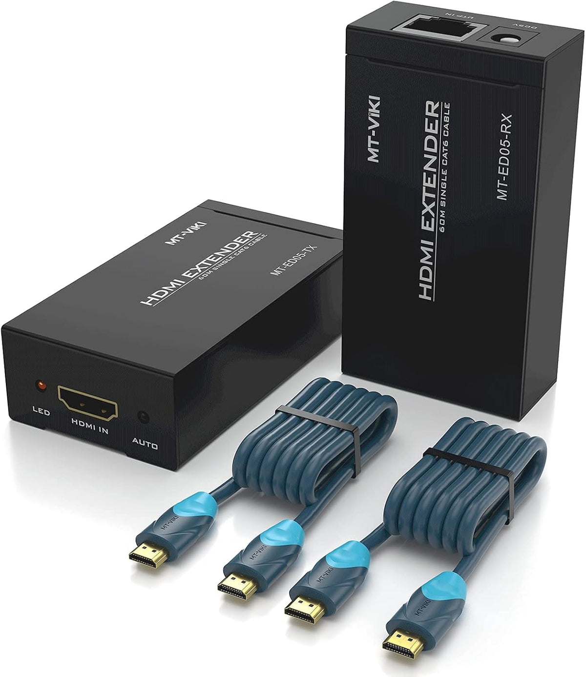 HDMI Extender Over Cat5e/6 Cable 200ft 2 Pack 4K HDMI Cables Transmitter Receiver O8981