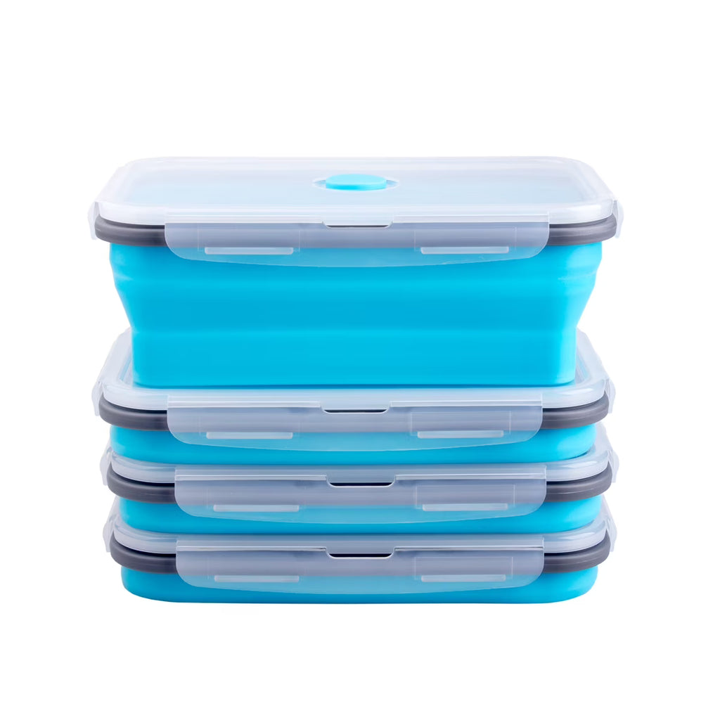 Blue Set of 4 Collapsible Food Storage Containers E8696