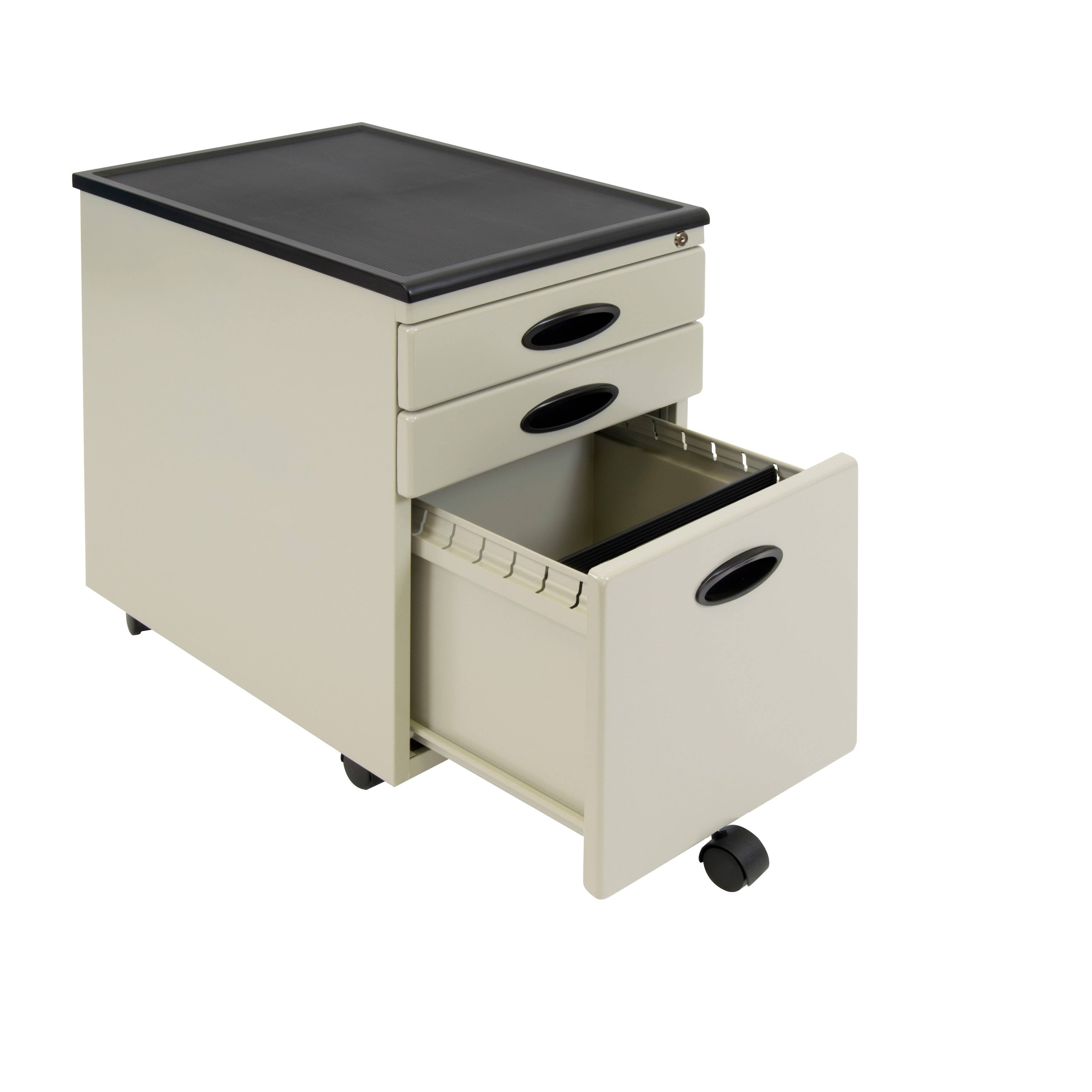 Silver Metal Mobile File Cabinet with Wheel Casters K742958