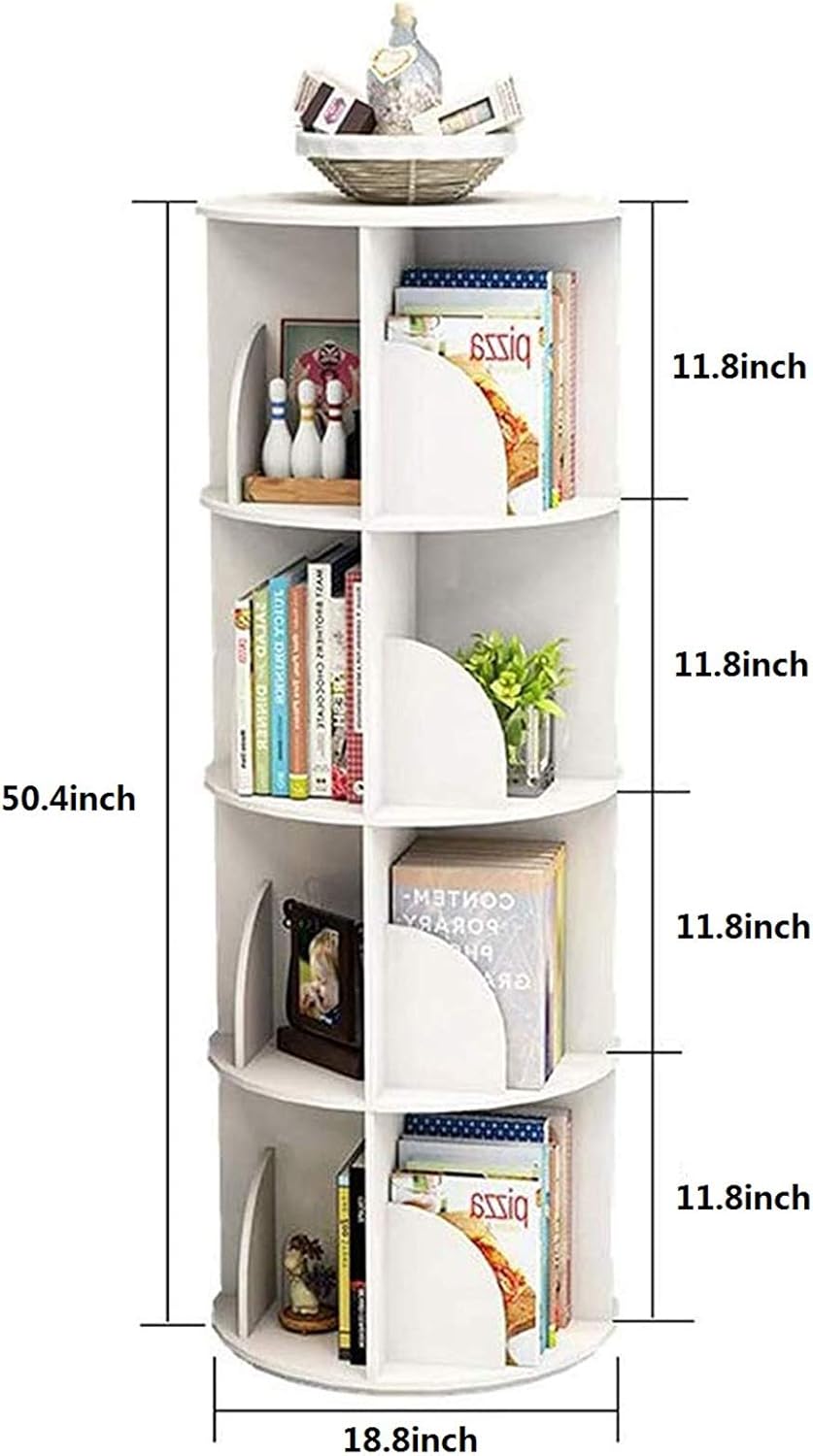 White Revolving Bookshelf 360 Degree Bookcase W108