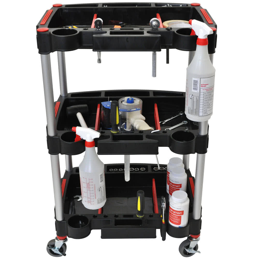 Black/ Red 3-Shelf Multipurpose Cart A8869