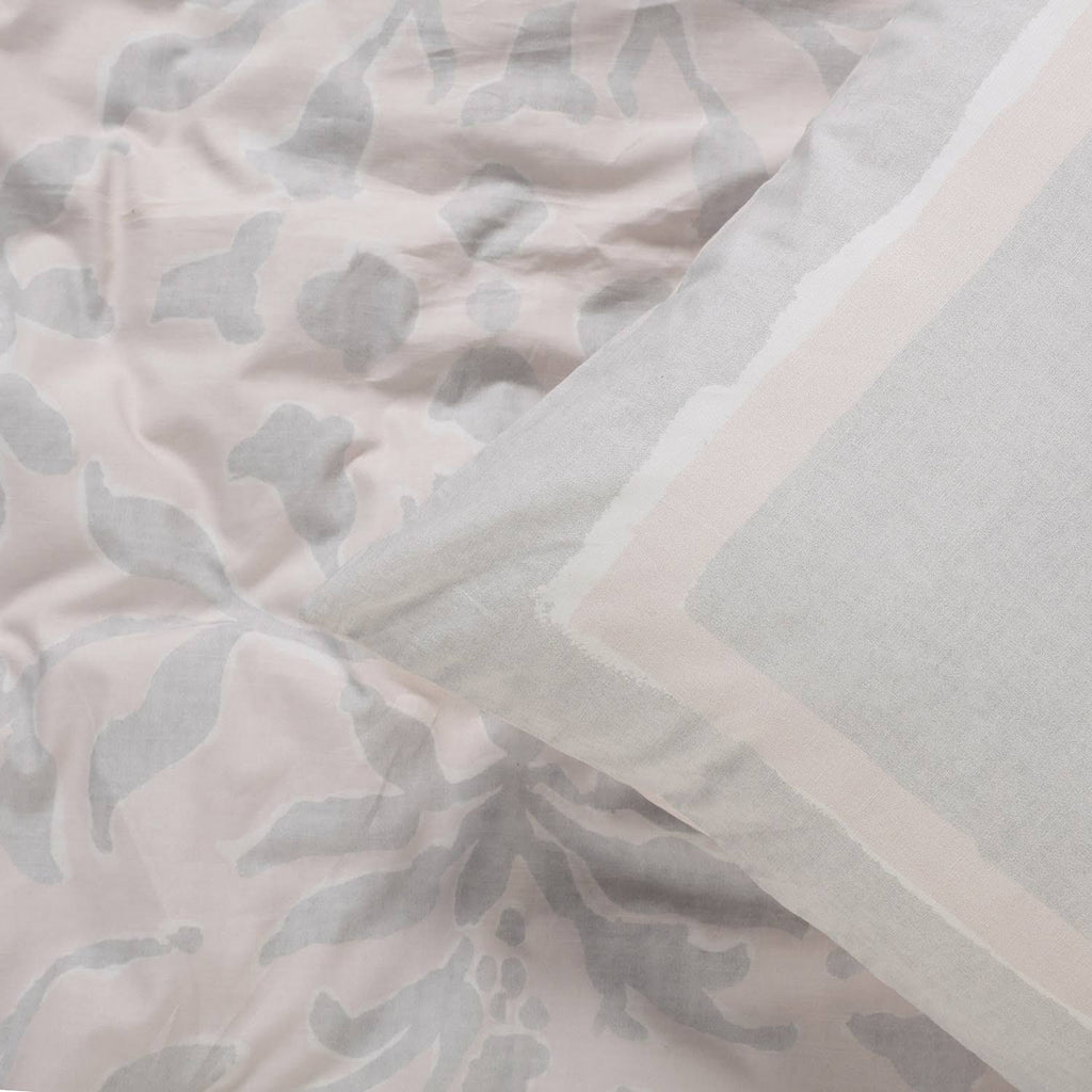 Grey and Tan Cotton Percale Reversible Duvet Cover Set - Queen T715