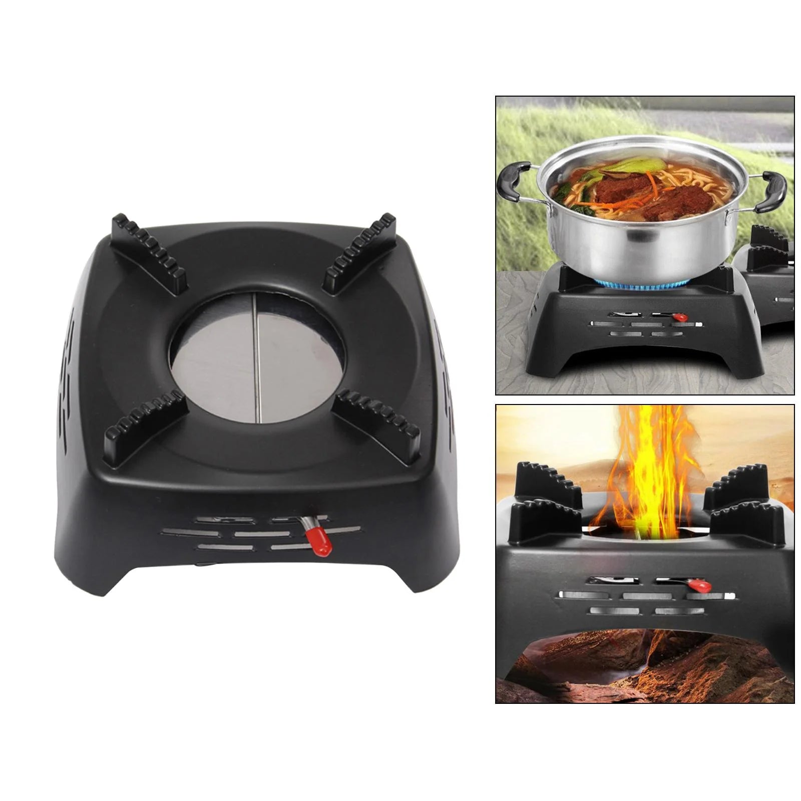 Portable Wood Burning Stove for Outdoor Cooking Black J578561
