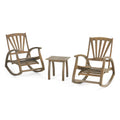 Rustic Acacia Wood Recliner Rocking Chair with Side Table B389