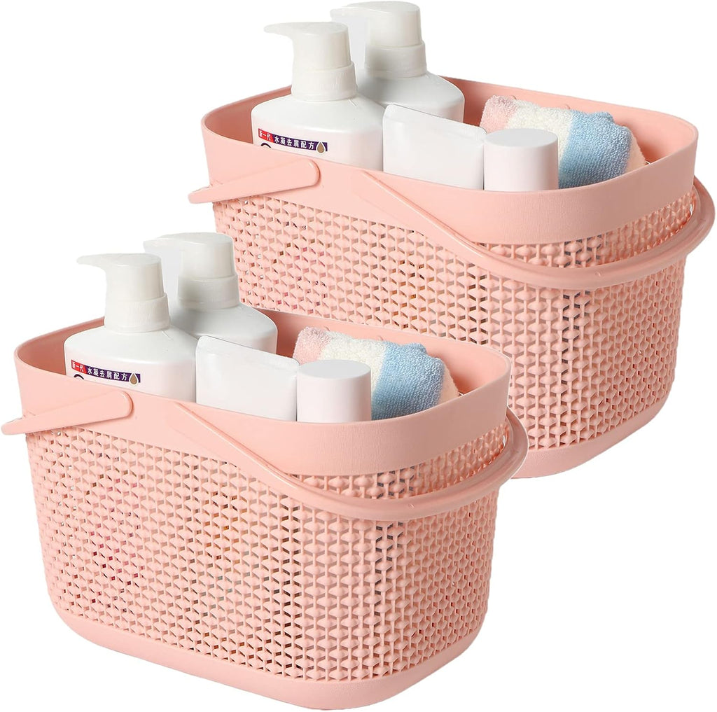 2-Pack Plastic Storage Baskets With Handles and Holes, White I665381