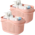 2-Pack Plastic Storage Baskets With Handles and Holes, White I665381