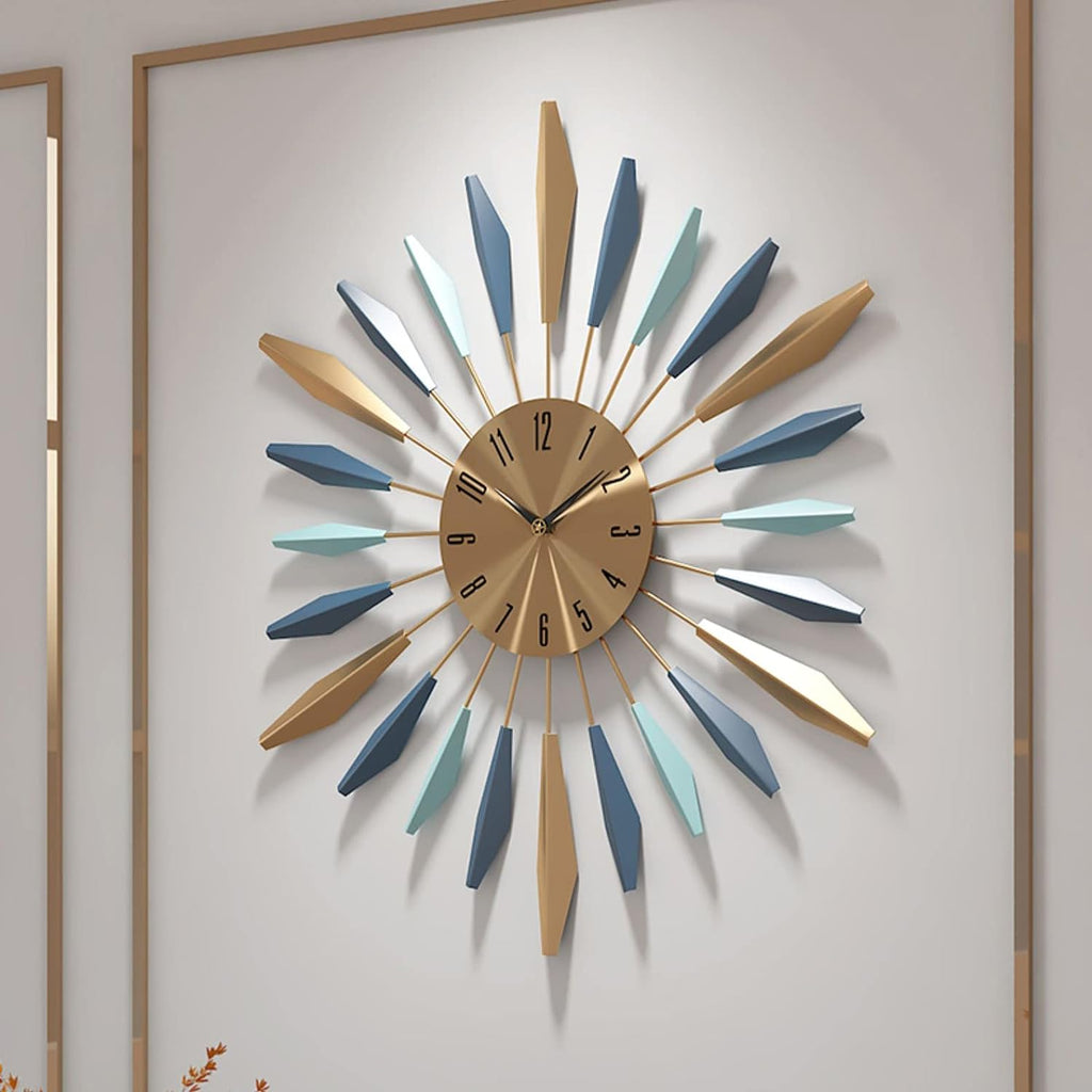 Large Wall Clock Metal Decorative Silent Non-Ticking, Dia 21.6 inch M828