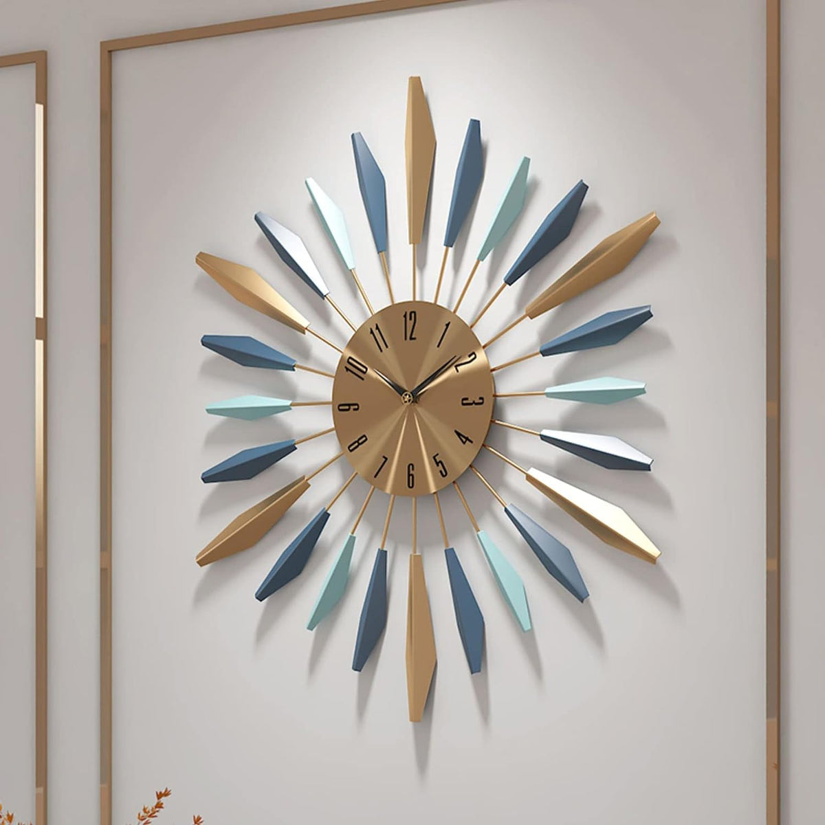 Large Wall Clock Metal Decorative Silent Non-Ticking, Dia 21.6 inch M828