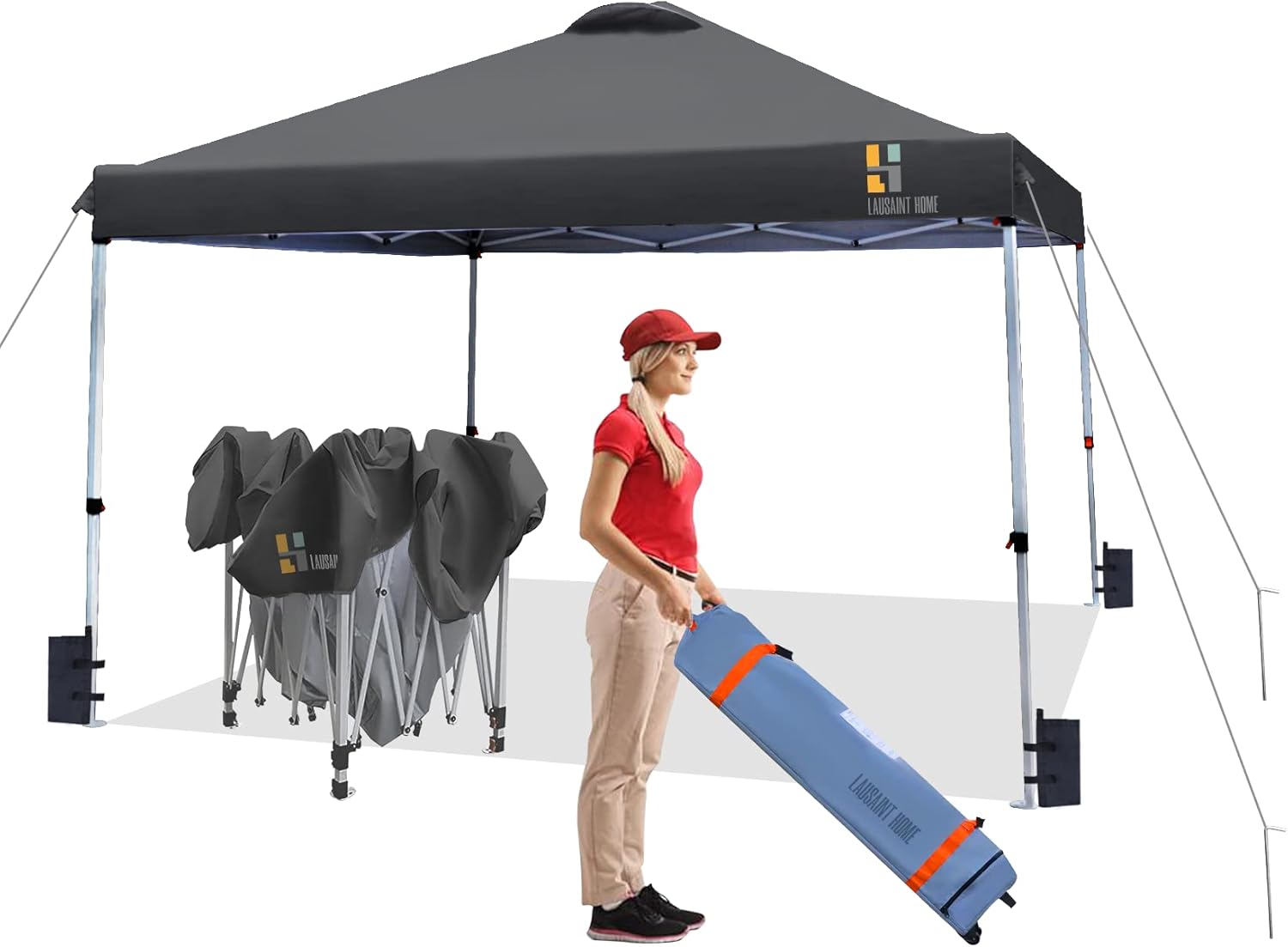 10FTx10FT Blue Pop Up Canopy Tent with Roller Bag O234914
