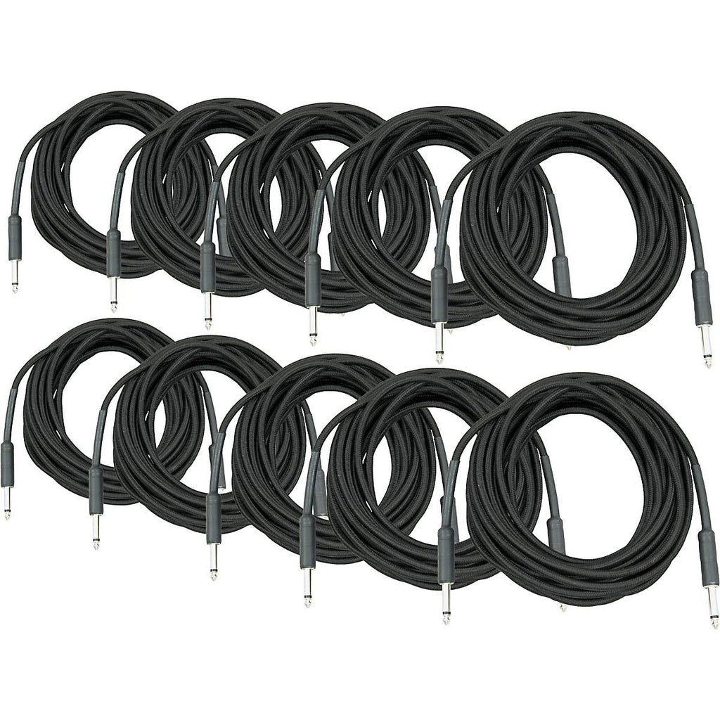 Braided Instrument Cable 1/4" 22 Black 30 ft. 10-Pack L61813