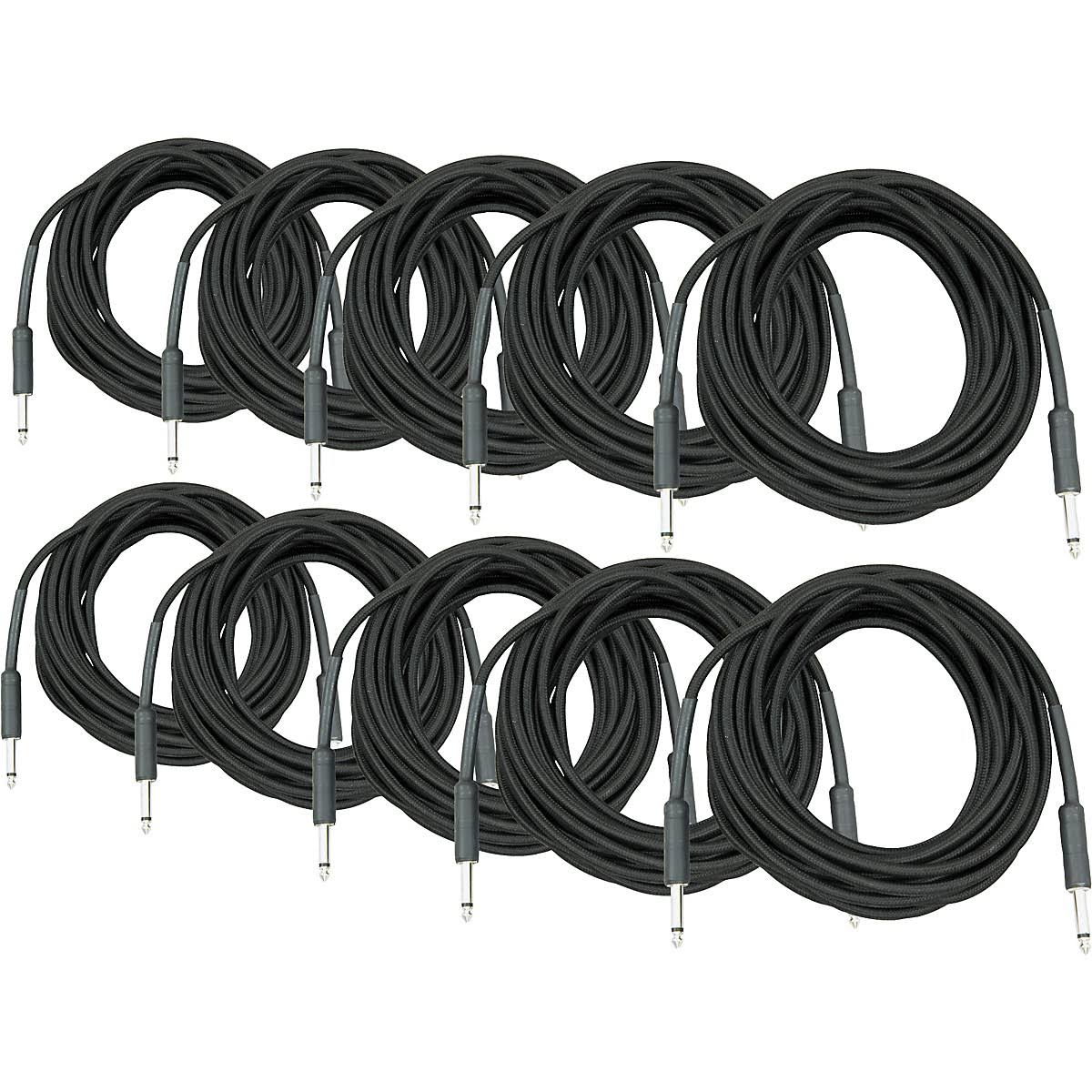 Braided Instrument Cable 1/4" 22 Black 30 ft. 10-Pack L61813
