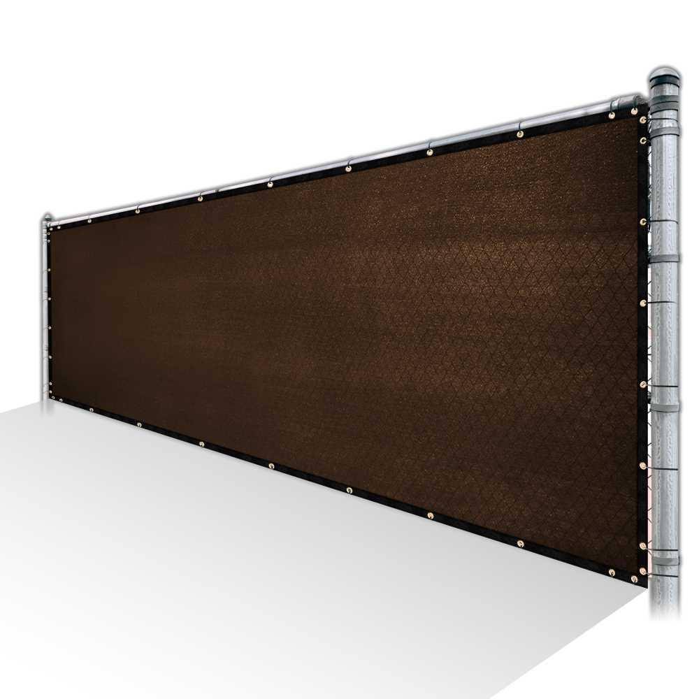 Brown Privacy Fence Screen Mesh with Reinforced Grommets T8652