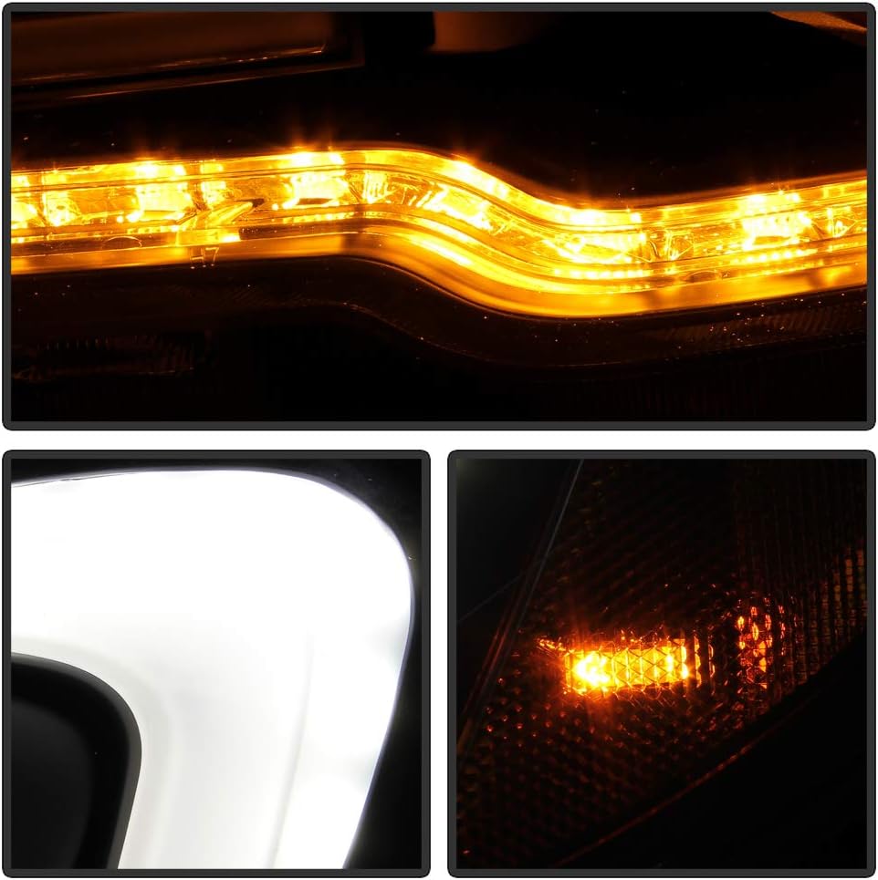 Black Housing LED Tube Projector Headlights Pair I892072