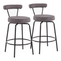 Black Steel Charcoal Fabric Counter Stool, Set of 2 X636