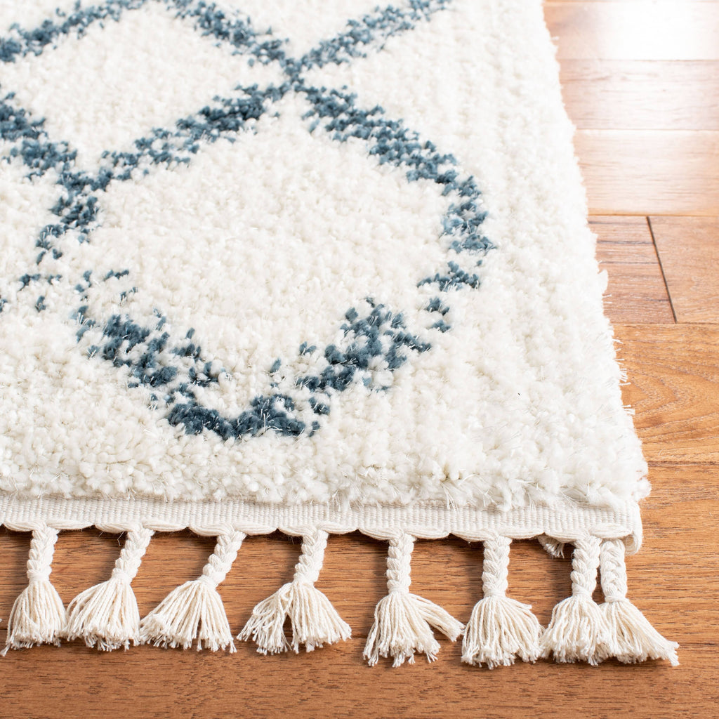 Cream / Blue Shag Rug S20561