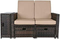 Wicker Loveseat with Cushion and Ottoman Footrest P257654