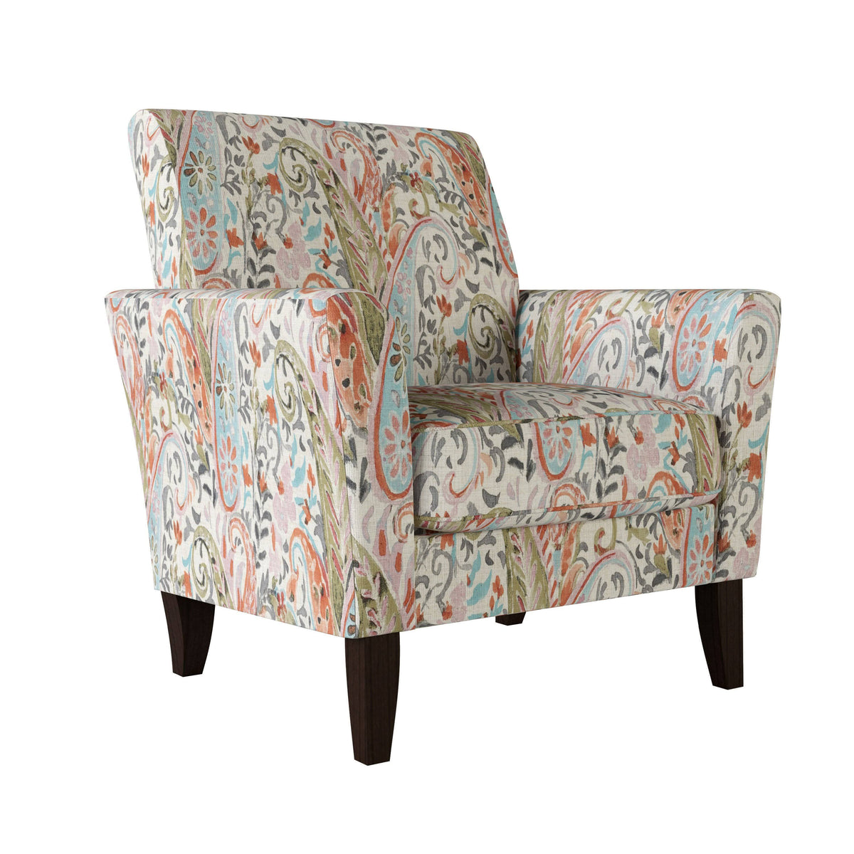 Transitional Flared Arm Armchair Multi Mango Paisley S277
