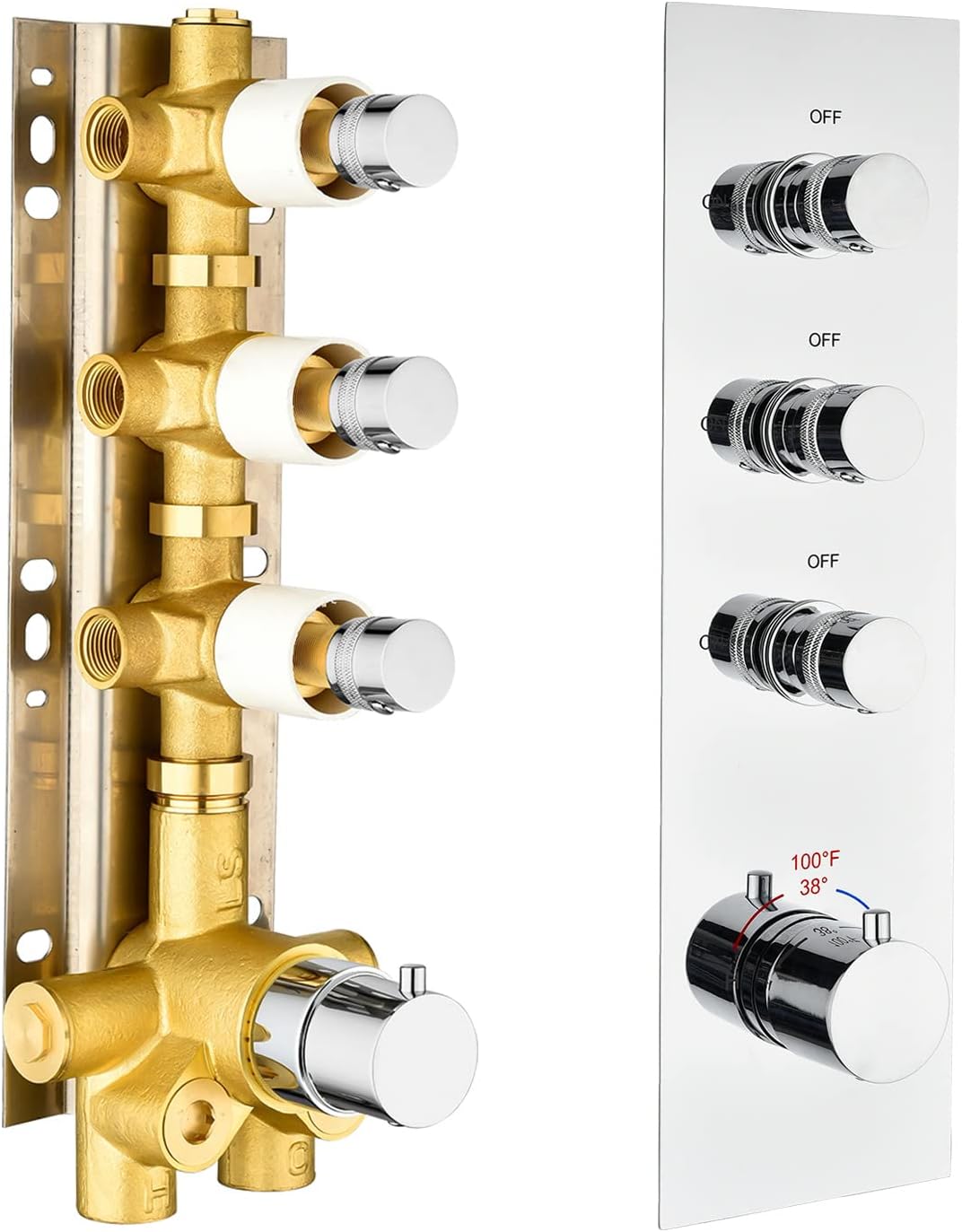 Matte Black Solid Brass Shower Diverter Thermostatic Mixer Valve with Trim N53210