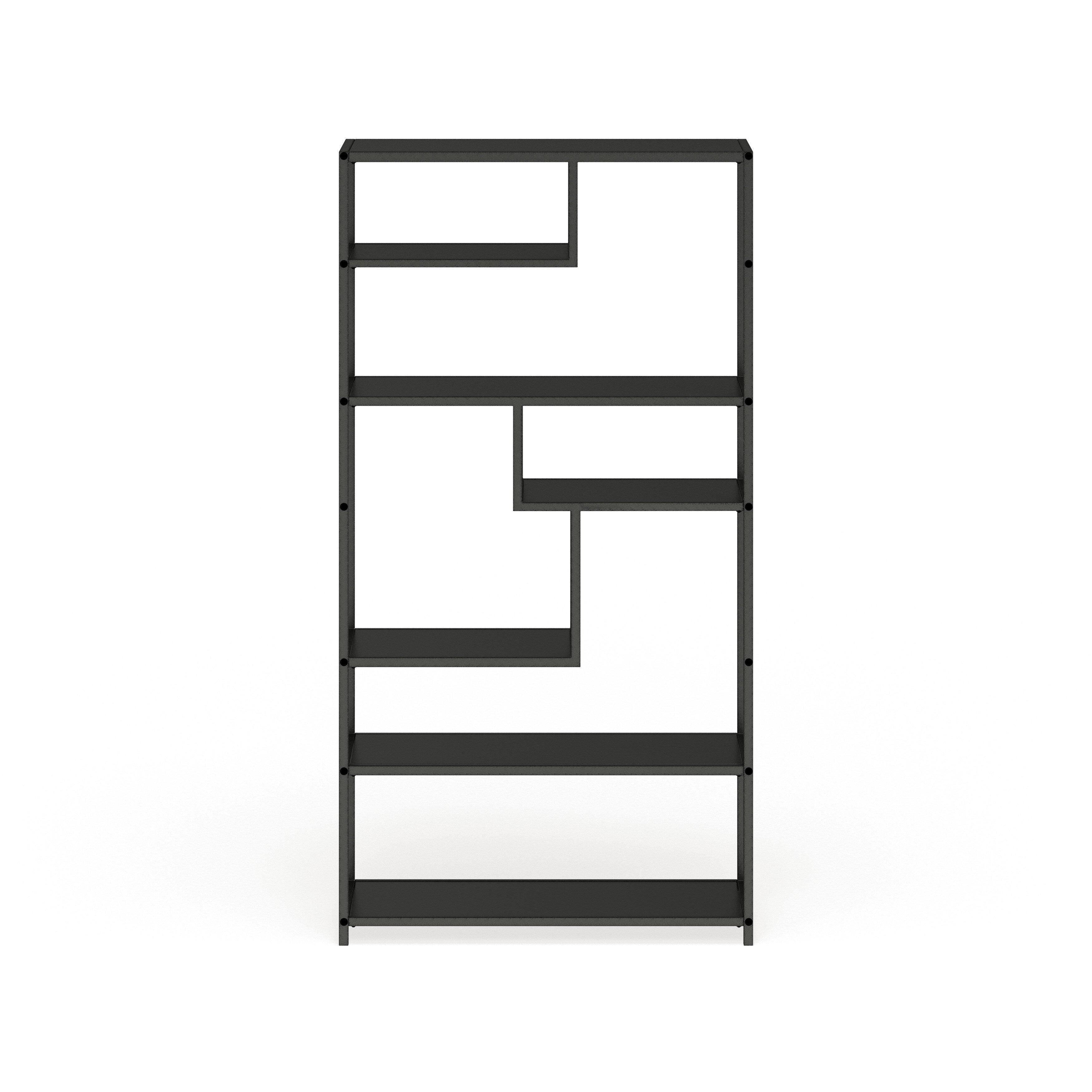 Dark Grey Industrial Metal Tiered Bookshelf K57535