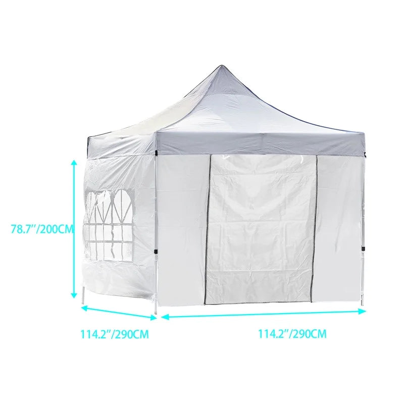 White 10x10ft Pop Up Gazebo with 4 Sidewalls 1 Door & 3 Windows O708027