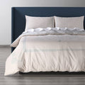 Grey and Tan Cotton Percale Reversible Duvet Cover Set - Queen T715