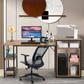 Brown Black Computer Desk with Printer Stand Y451037