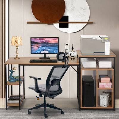 Brown Black Computer Desk with Printer Stand Y451037