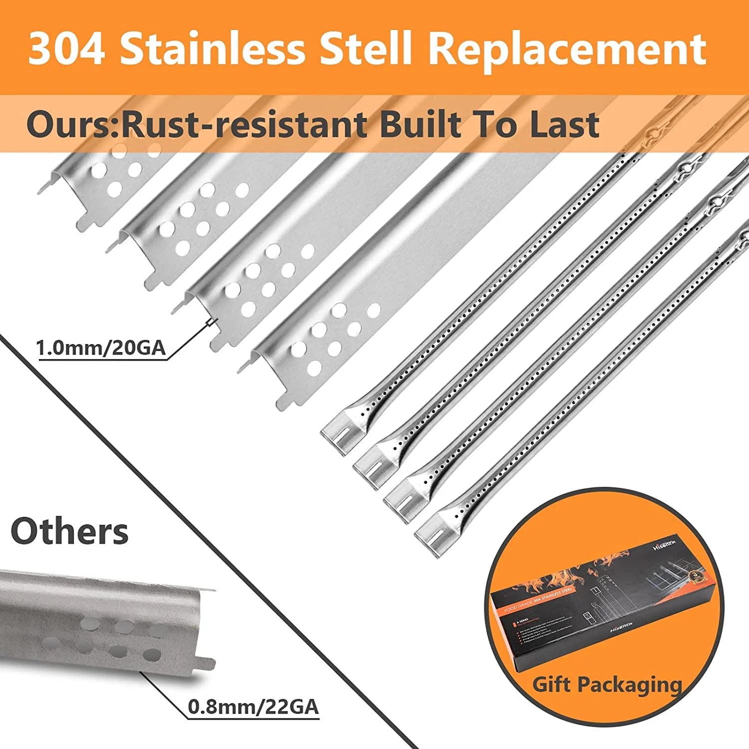 4 Burner Grill Replacement Burner and Heat Plates P7142