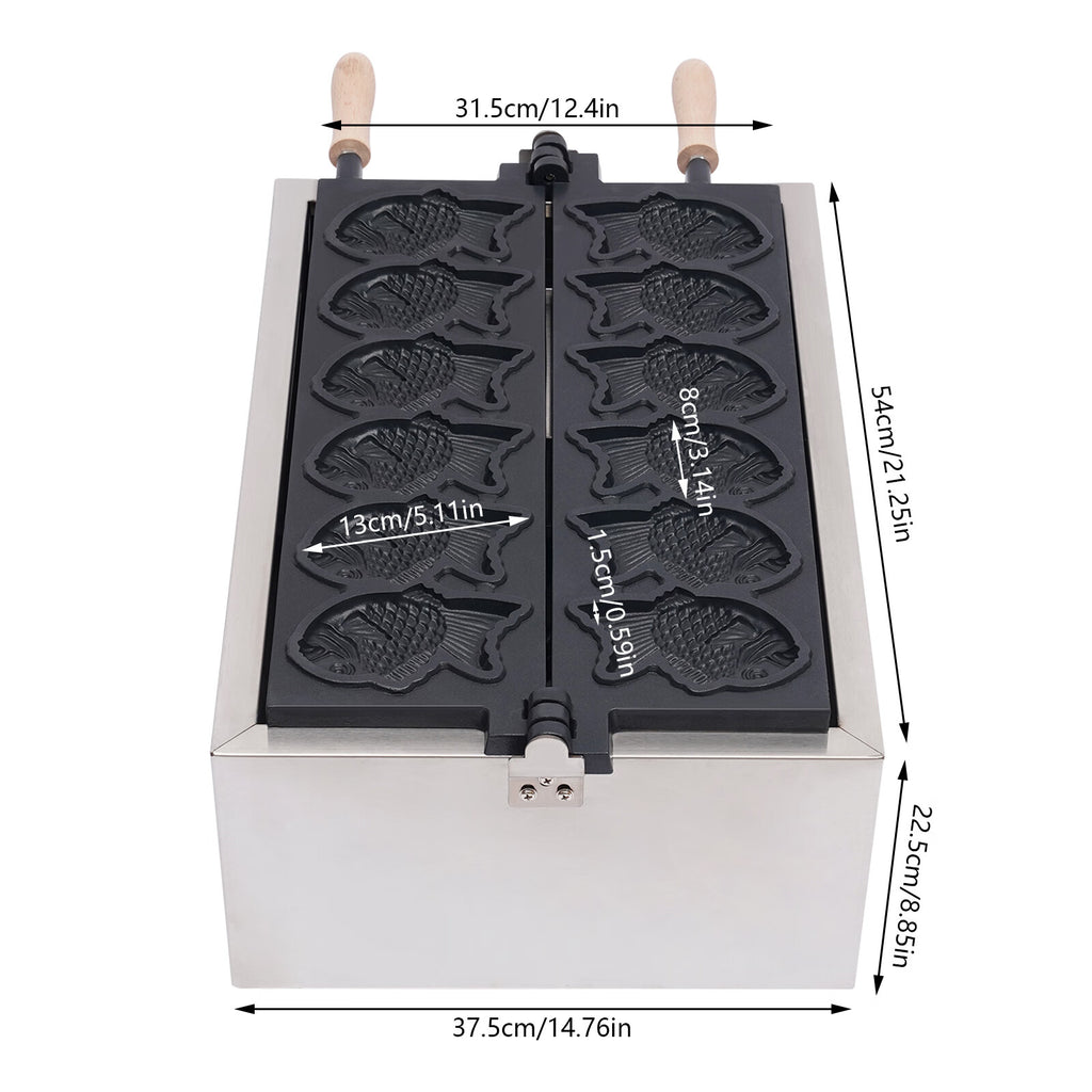Electric Taiyaki Fish Waffle Maker, Stainless Steel Non-stick Waffle Iron U3700