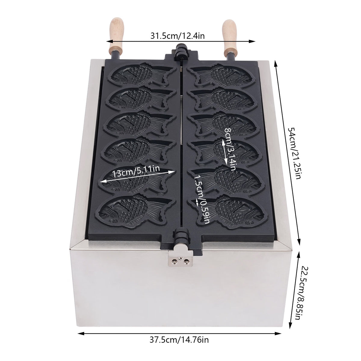 Electric Taiyaki Fish Waffle Maker, Stainless Steel Non-stick Waffle Iron U3700