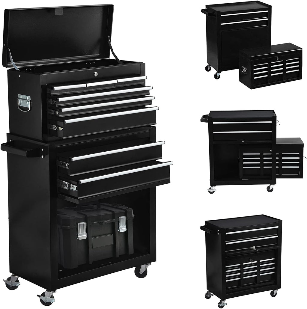 8-Drawer Metal Rolling Tool Chest with Wheels and Lock B4573