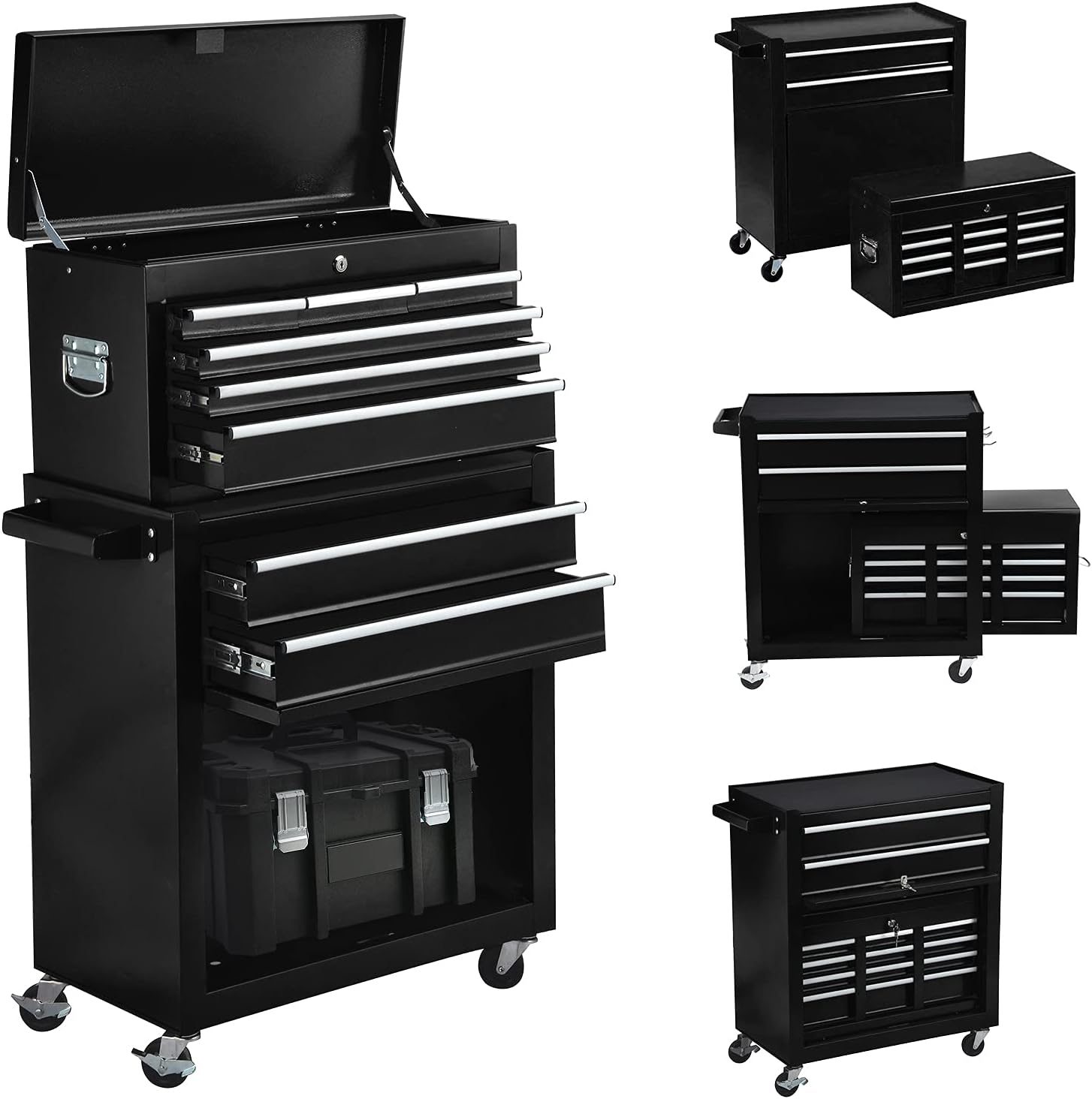 8-Drawer Metal Rolling Tool Chest with Wheels and Lock B4573