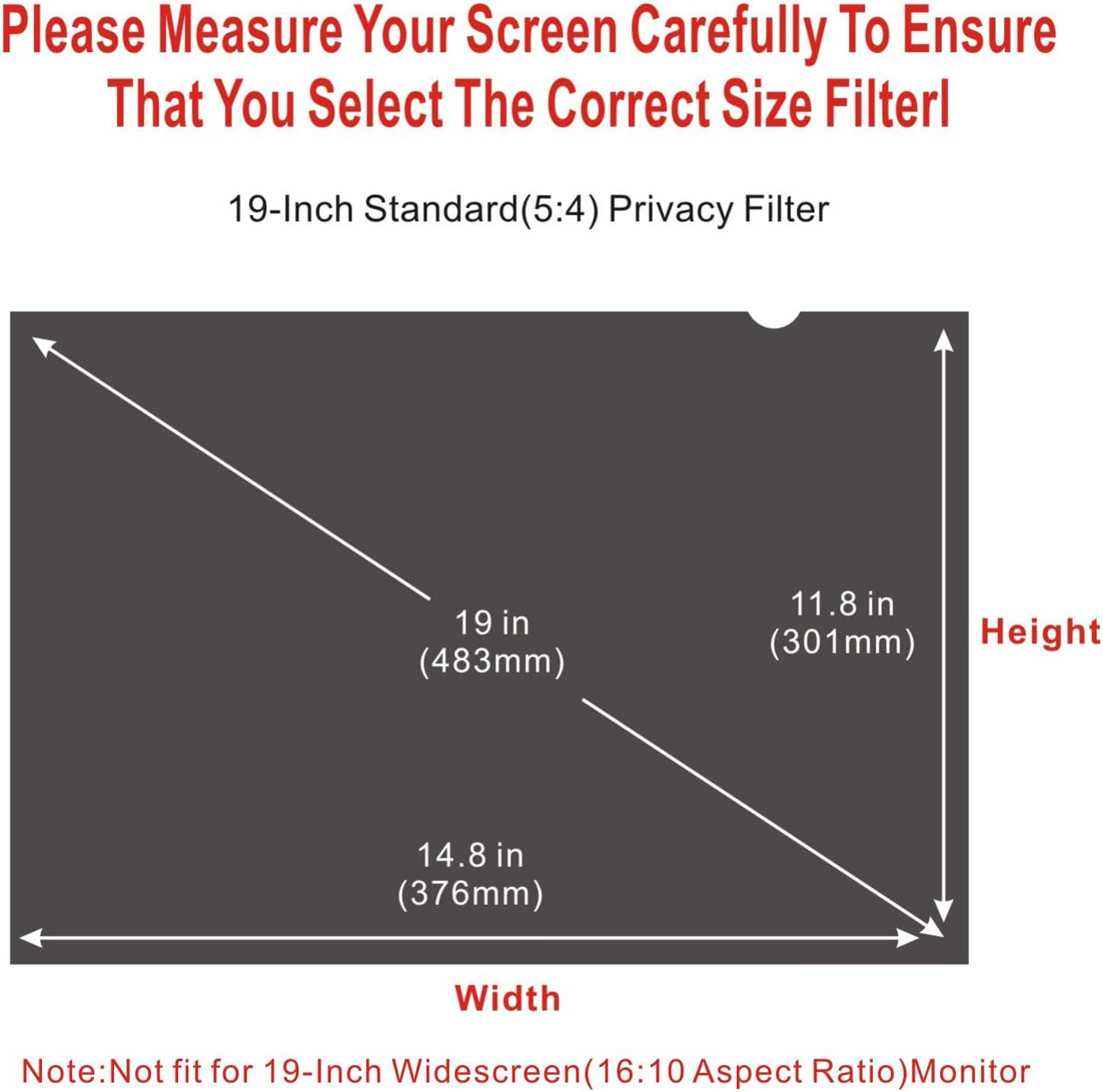19-inch Standard 5:4 Monitor Privacy Screen Protector, Anti-Glare, Pack of 2 J213710