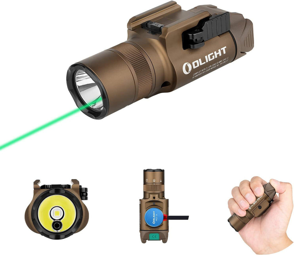 1350 Lumens Magnetic USB Rechargeable Tactical Flashlight with Green Beam and White LED Combo, Rail Mount Weaponlight O7654