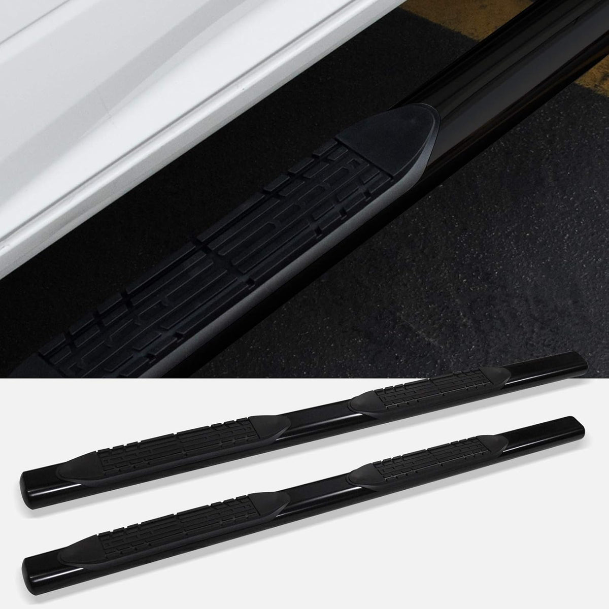 4 Oval Side Step Nerf Bars Black C7186