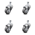 3.5 inch Thermoplastic Rubber Swivel Threaded Stem Caster Set 2 Brake M192